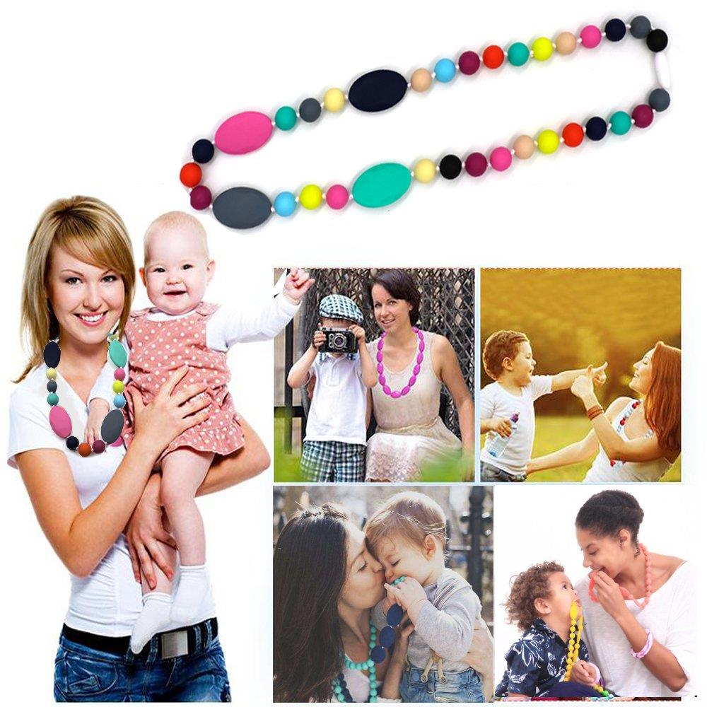 Silicone Baby Chew Teething Necklace Safety Silicone Baby Chew Teething Necklace Safety