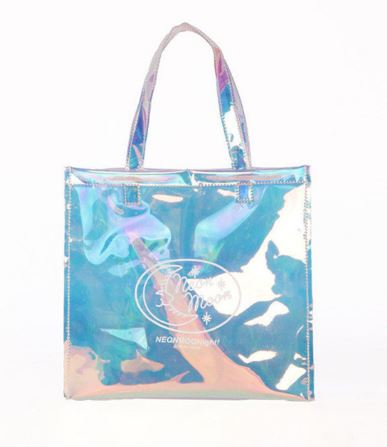Holographic custom logo PVC beach tote bag