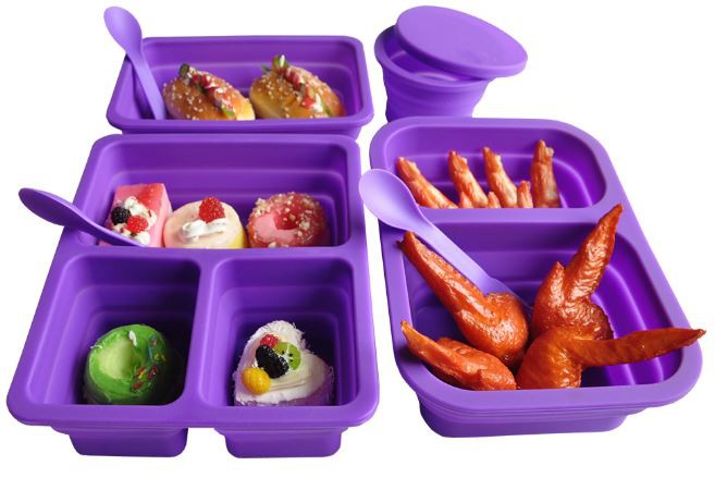 Kitchenware Collapsible Divided Lunch Box Silicone Food Container Kitchenware Collapsible Divided Lunch Box Silicone Food Container