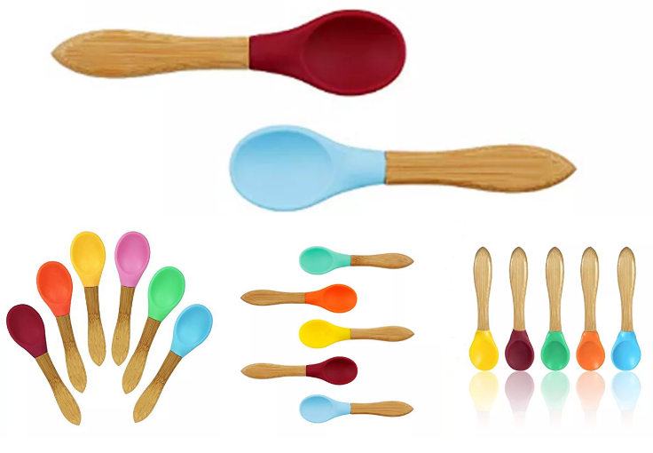 Bamboo silicone colored table ware spoon