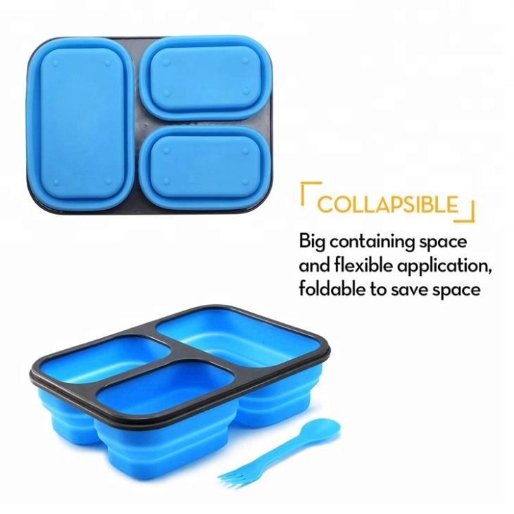 BPA Free Silicone Compartments Lunch Boxes