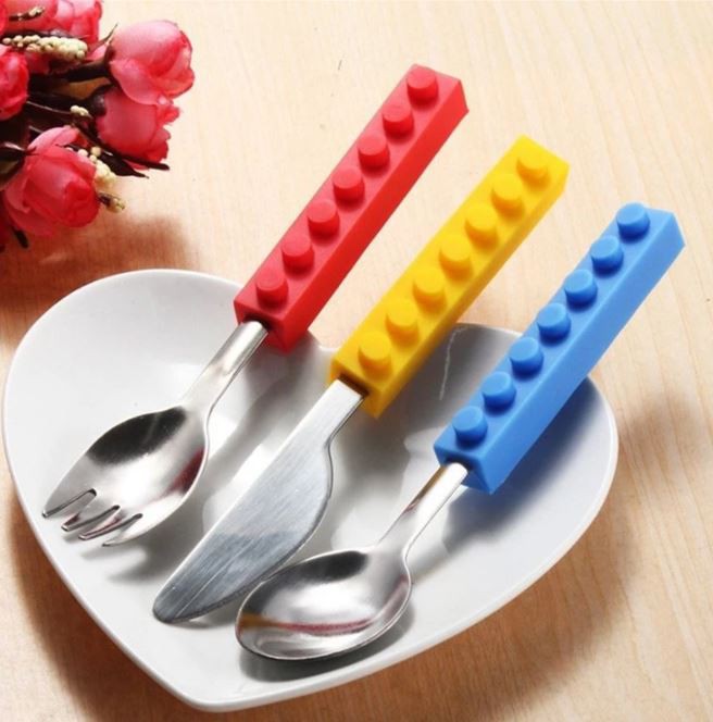 Silicone Handle Kids Feeding Fork Spoon Knife