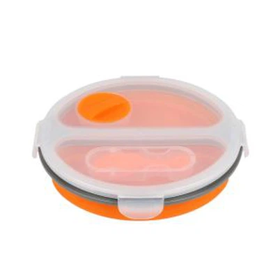 Round Silicone Collapsible Bowl Lunch Box With Lid