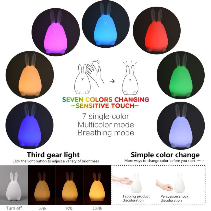 Tap Control Rabbit Silicone Nursery Lamp