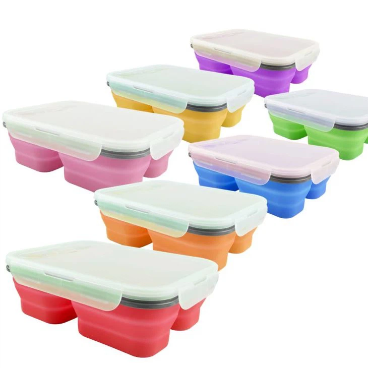 2 Compartment Collapsible Silicone Container