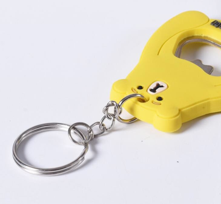 2D Cute Bear Pvc Soft Plastic Bottle Opener Keychain