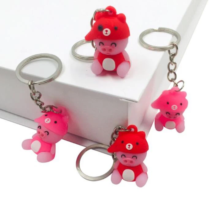3D Durable Creative Gifts Bag Key Pendant Silicone Cute Pig Keychain