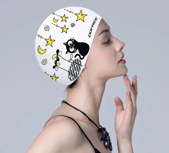 Adult Waterproof Printed Silicone Swimming Cap