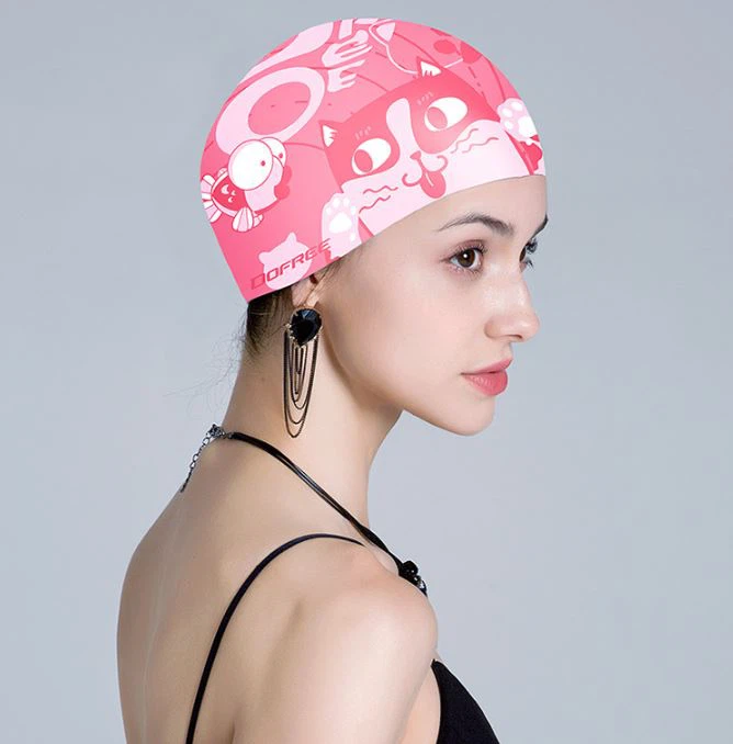 Adult Waterproof Printed Silicone Swimming Cap