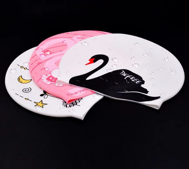Adult Waterproof Printed Silicone Swimming Cap