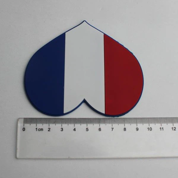 Heart Shaped French Flag PVC Coaster Placemat
