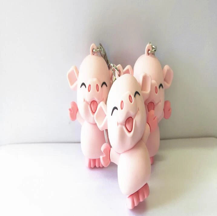 Pink Pig PVC Silicone Keychain 3D Keyring