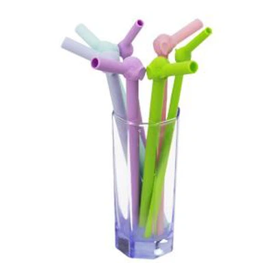 Cute Elephant Shape Drinking Roll Silicone Straw