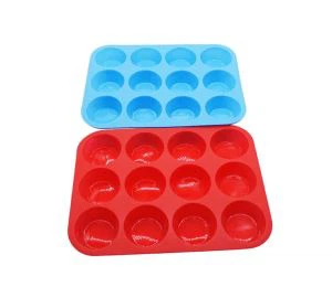 Heat Resistant 12 Cup Silicone Muffin Pan, Cupcake Baking Molds, Cake Pan