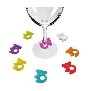 Silicone Wine Glass Marker Hooks