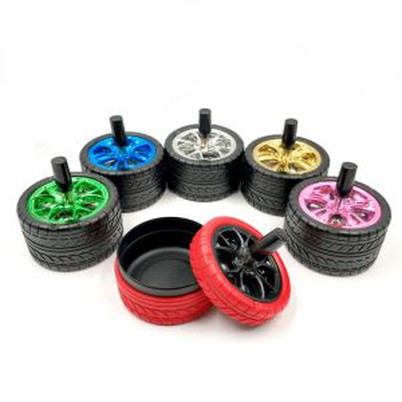 Smokeless Car Silicone Rubber Tire Ashtrays With Metal Lids