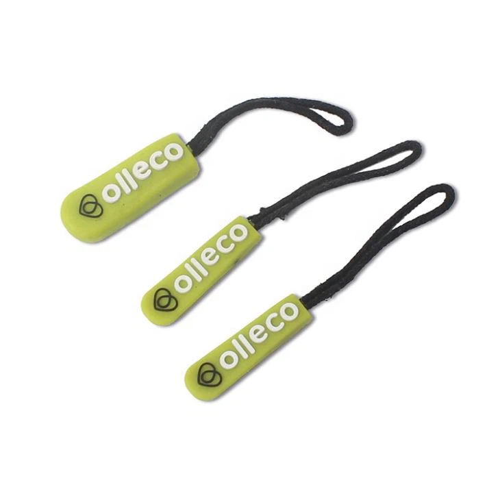 Embossed 3D Logo Silicone Zipper Pullers For Garment