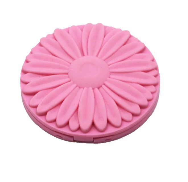 Silicone Hand Held Portable Double Side Folding Round Makeup Mirror