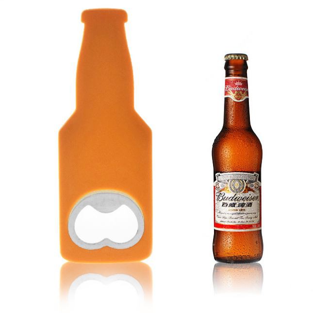 Soft Silicone Bottle Shape Bottle Opener Metal Reusable Beer Opener