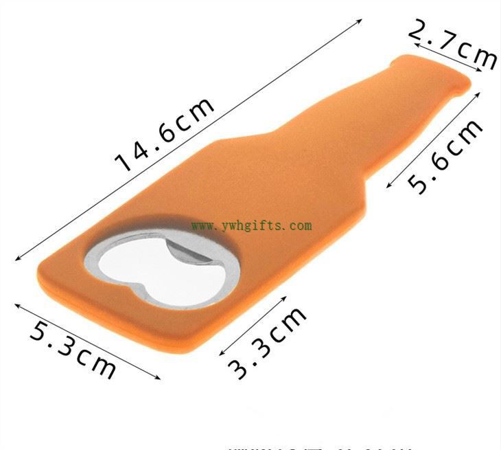 Soft Silicone Bottle Shape Bottle Opener Metal Reusable Beer Opener